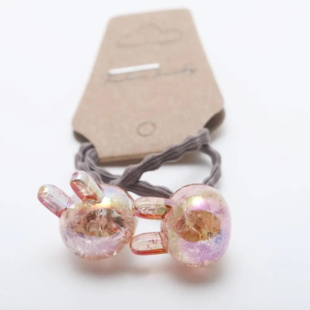 Bunny Champagne 2 предмета, эластичные резинки для волос для девочек, милые головные уборы принцессы с заячьими ушками и звездами, Искрящийся головной убор и галстук Резинки-Эспандеры, аксессуары для волос - Цвет: Bunny Champagne
