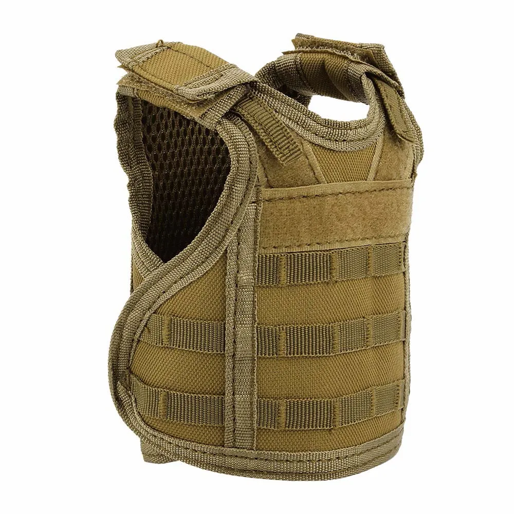 Tactical Mini Hunting Vest Beer Cover Vest Adjustable Molle Shoulder Straps Bottle Vest Water Bottle Carrier for Outdoor Soprts
