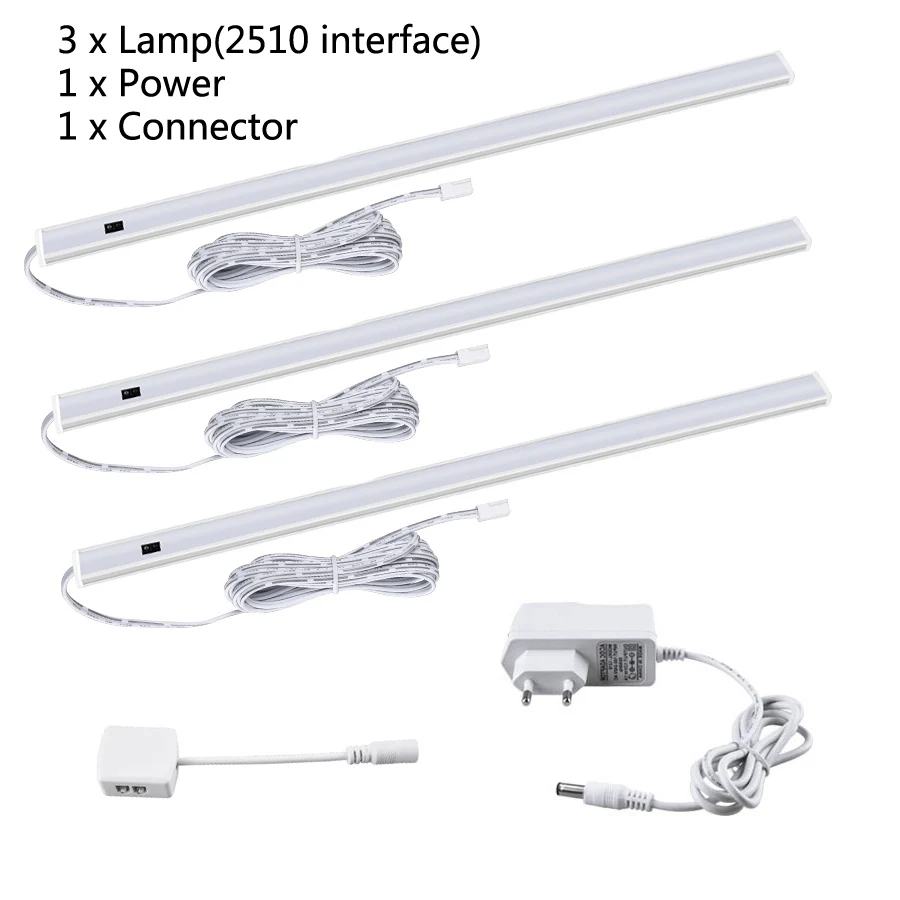 3 lamp With Power 30 40 50 см датчик движения руки развертки под освещение шкафа DC 12 В светодиодный ночной Светильник для кухни спальни шкаф - Цвет: 3 lamp With Power