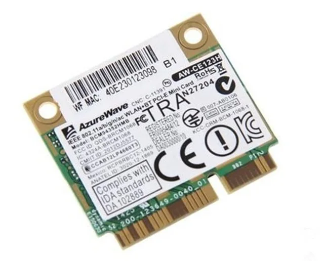 AzureWave AW CE123H BCM4352 BCM94352HMB Половина мини PCIe PCI express 802.11AC 867 МГц Беспроводной WI FI WLAN Bluetooth