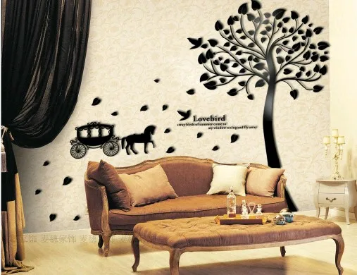 Резиновые акриловые Трехмерные настенные наклейки с деревом для гостиной