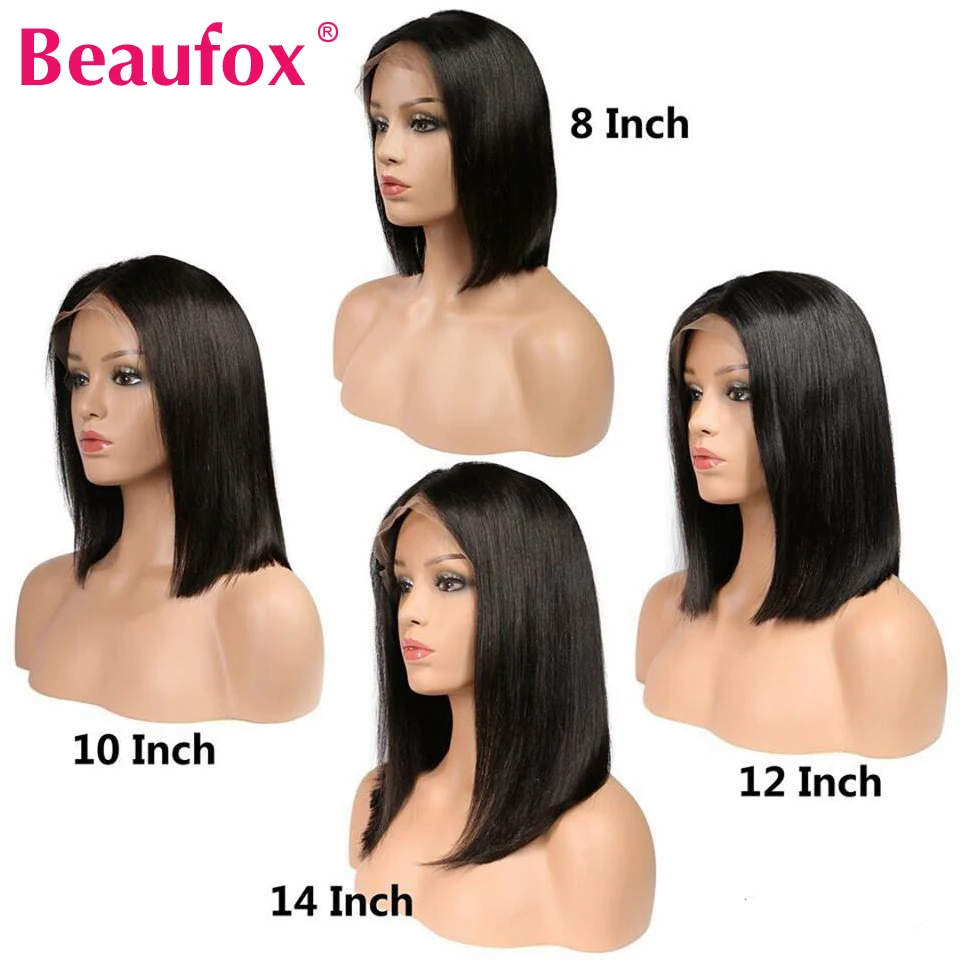 Beaufox короткий Боб кружевной передний парик 13x4 кружевные передние человеческие