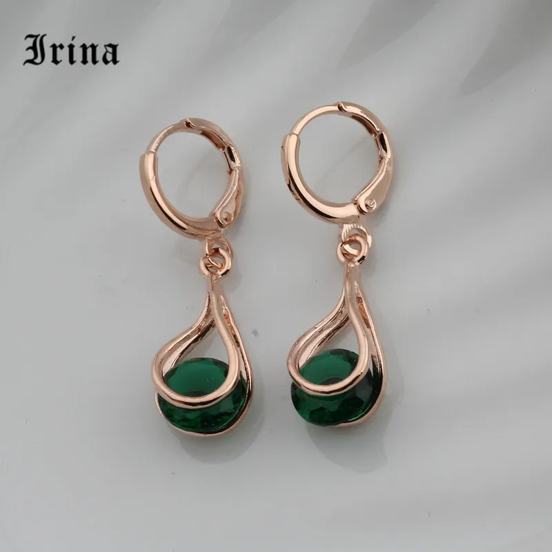 Irina, хит, женские серьги-капли из гипоаллергенного сплава, с 585, розовое золото, Роскошные, для помолвки, висячие, циркониевые серьги для женщин, ювелирные изделия