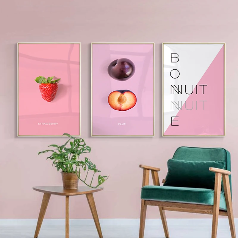 Декор для дома Холст Wall Art Nordic Стиль кокосовое Raspberry манго картина с изображением