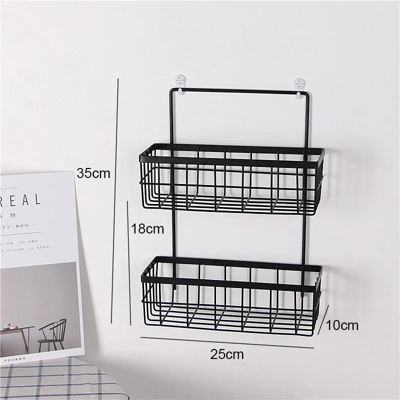 Кованая двухслойная сетчатая корзина настенная подвесная полка для хранения