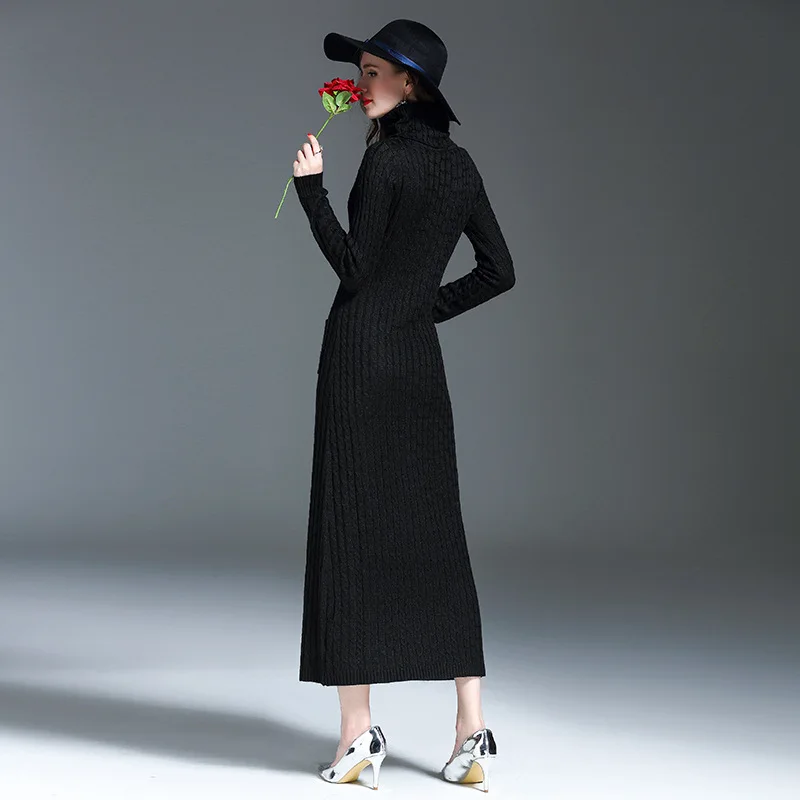 Женское трикотажное платье свитер длинное однотонное Повседневное составного