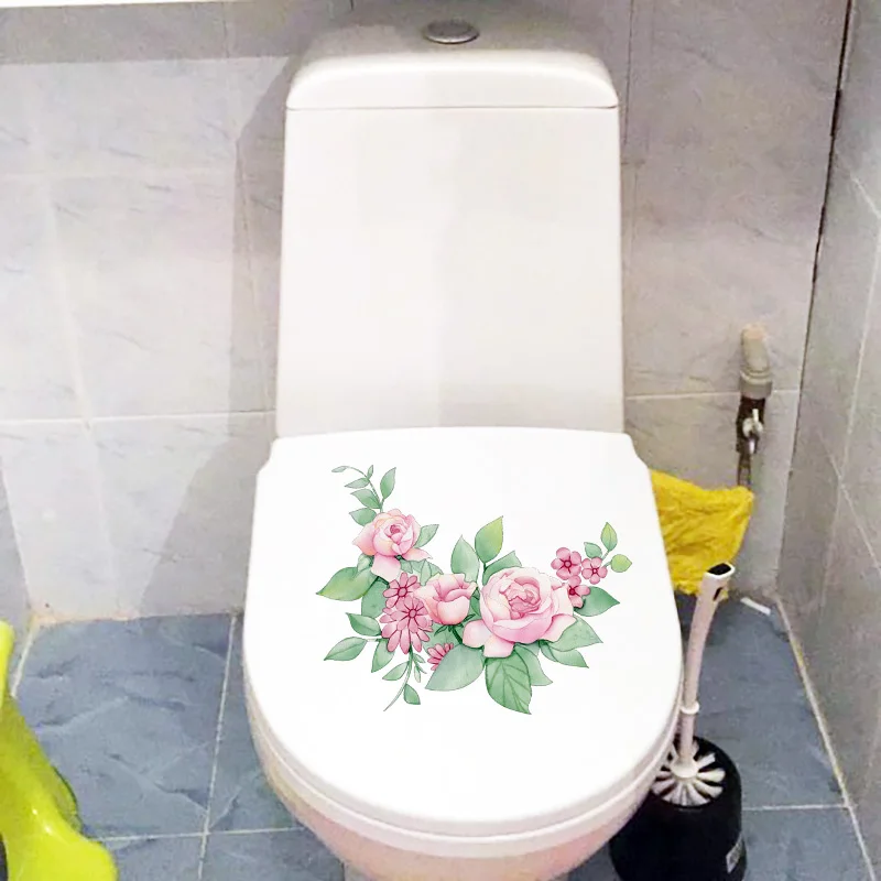 YOJA 21,9X17,5 см розовые Акварельные Цветы Классическая Настенная Наклейка Настенная креативная наклейка на сиденье для унитаза T1-1965