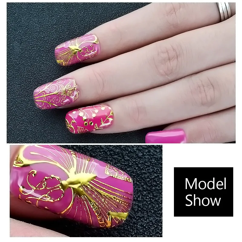 8 шт./компл. тисненые металлические наклейки для ногтей цветущие цветы