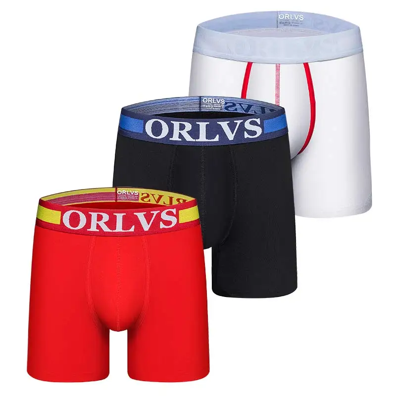 Мужские трусы боксеры ORLVS 3 шт. в партии однотонные Cueca хлопковые шорты летние