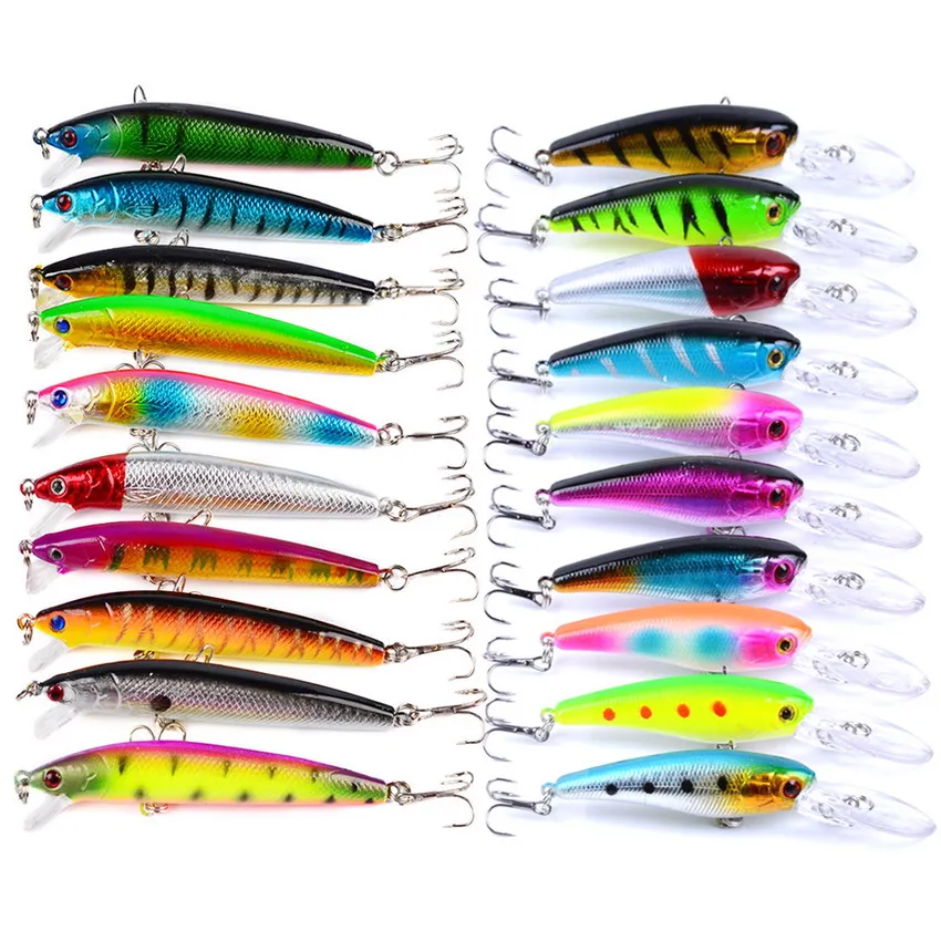 20 шт Minnow набор для ловли нахлыстом, искусственные жесткие реалистичные приманки воблер карп, рыболовные снасти