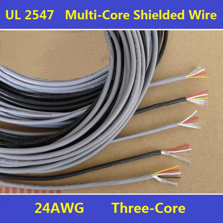 24AWG изолированный ПВХ 3 жилы экранированные провода луженая медная проволока
