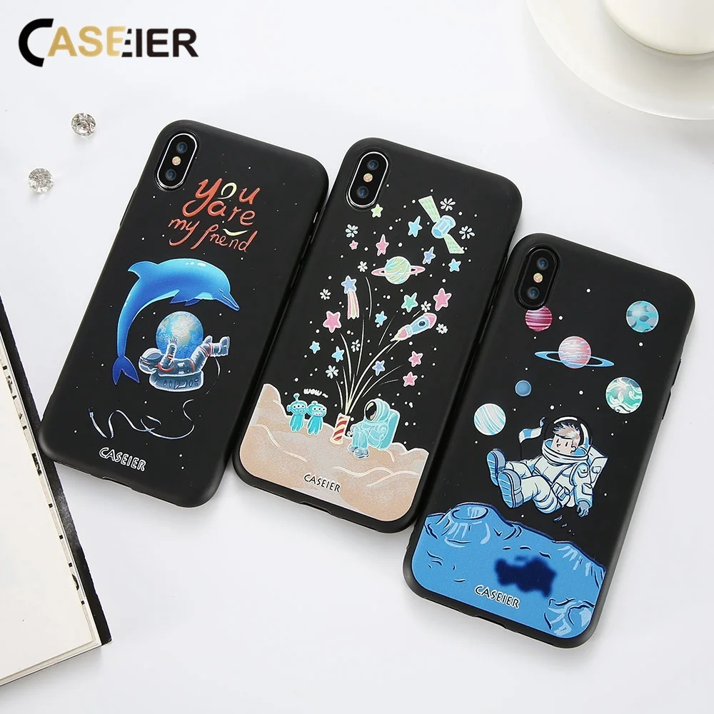 Caseier чехол для телефона iPhone 6 S 7 8 Plus крышка 3D рельеф пространство Мягкий