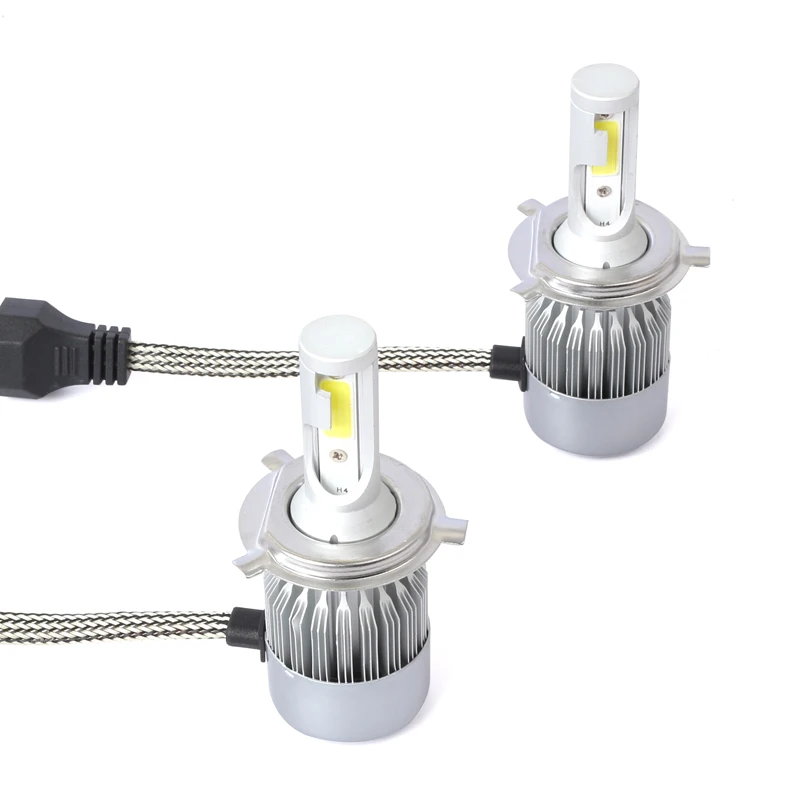 

New 2pcs C6 LED Car Headlight Kit COB H4 36W 7600LM White Light Bulbs