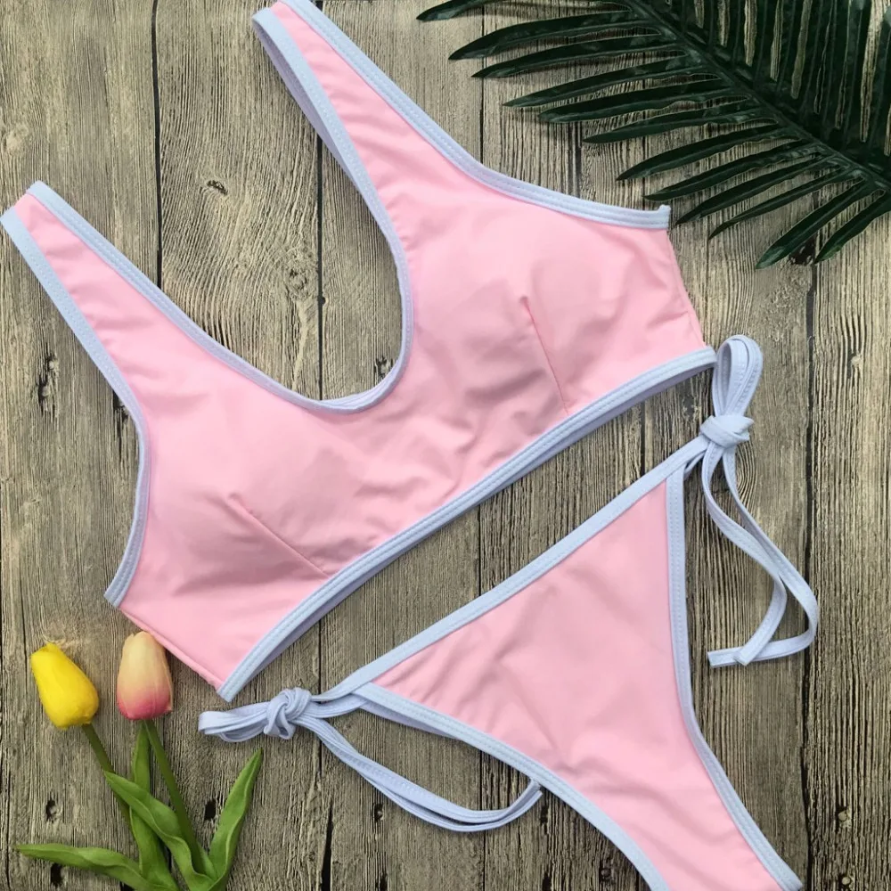 2019 женский летний сексуальный бандажный комплект бикини купальник пуш-ап