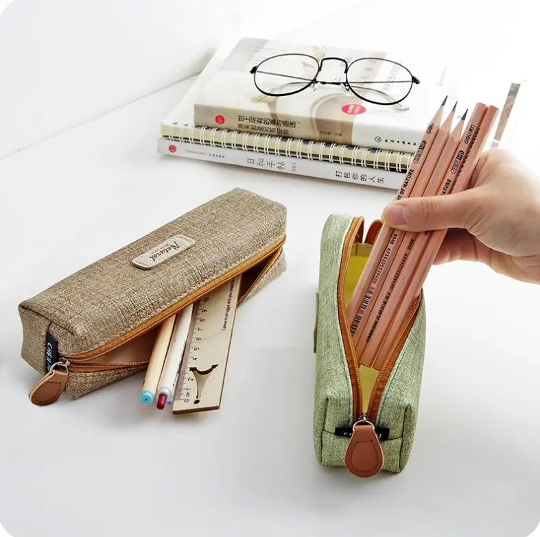 Корейский простой чехол для ручки вместительная сумка карандаш креативный PU