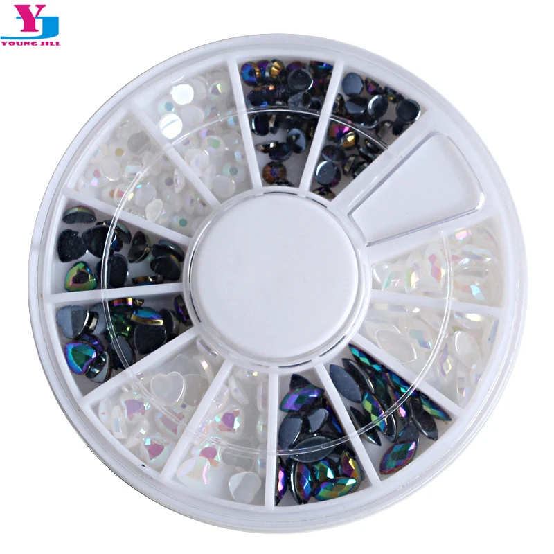 

2016 3 Design Glitter Acrylic Nails Accessoires New Arrive Girls Dress 3D Nail Art Decorations Rhinestones Manicures Wheel Ongle