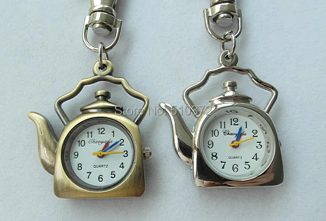 5pcs/lot kettle teapot shape watches Quartz Pocket keychain necklace for Woman ladies girls children boy H50 | Наручные часы