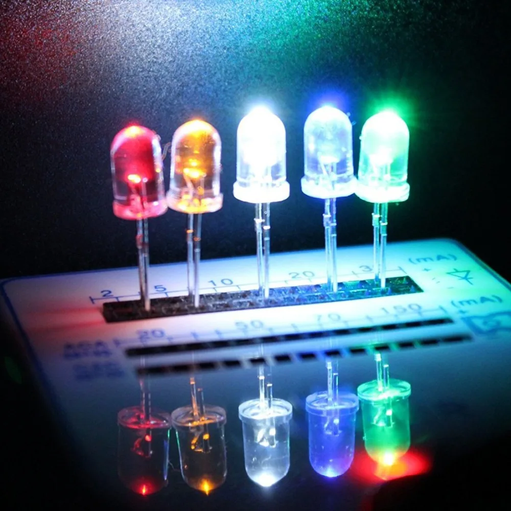 100 шт./лот 5 мм LED dioide свет шарик белый фиолетовый желтый красный УФ светодиод Диоды