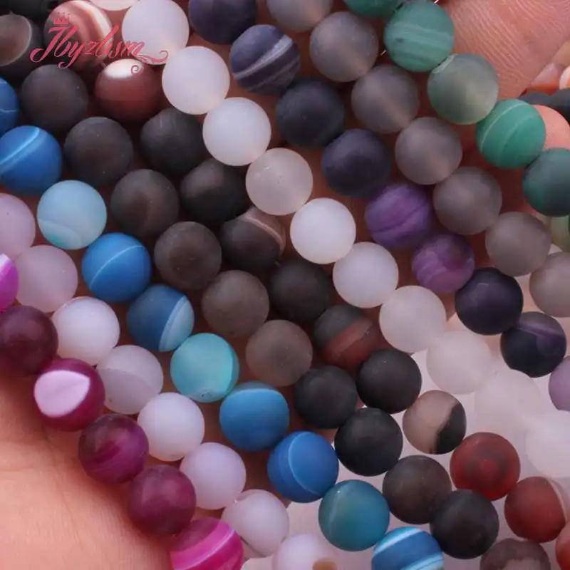 8mm Frost Matte Round Beads Stripe Agates Natural Stone For DIY Necklace Bracelets Jewelry Making Strand 15&quot Free Shipping | Украшения