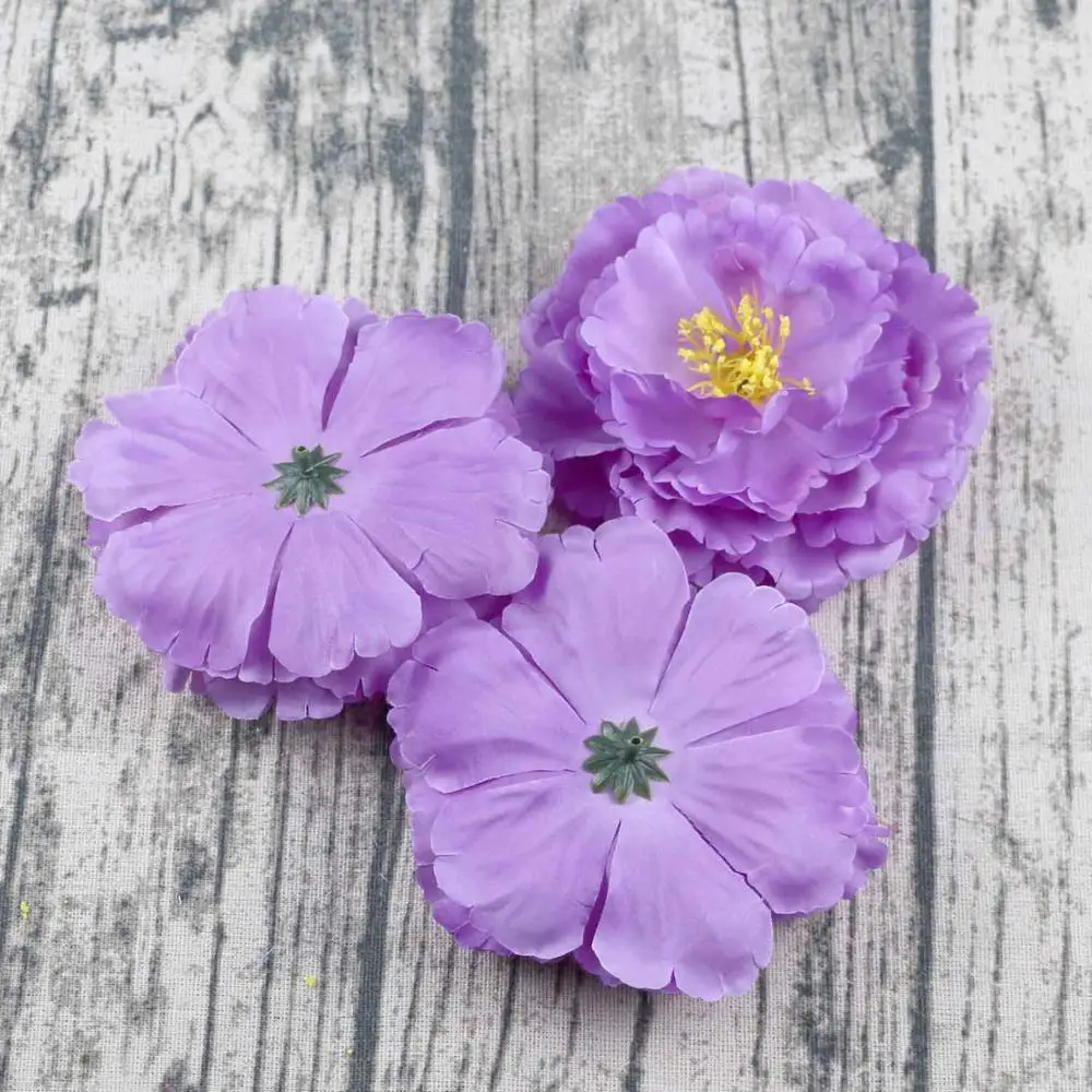 Искусственный цветок 12 см темно-фиолетовый пион из шёлки Цветочная имитация