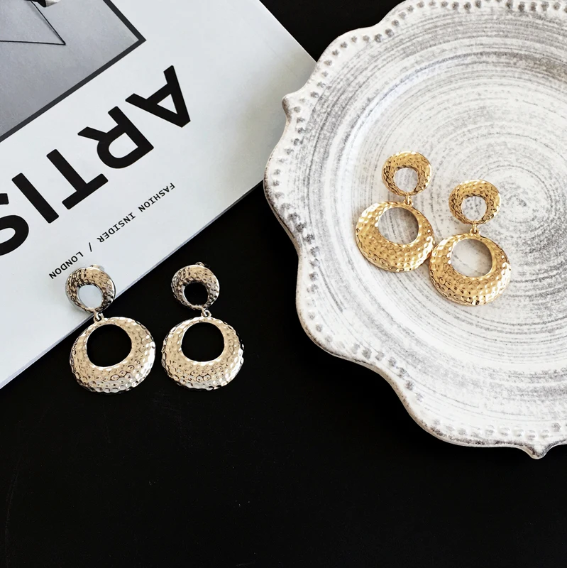 Geometric metal texture personality fashion clothing accessories Contracted temperament earrings | Украшения и аксессуары