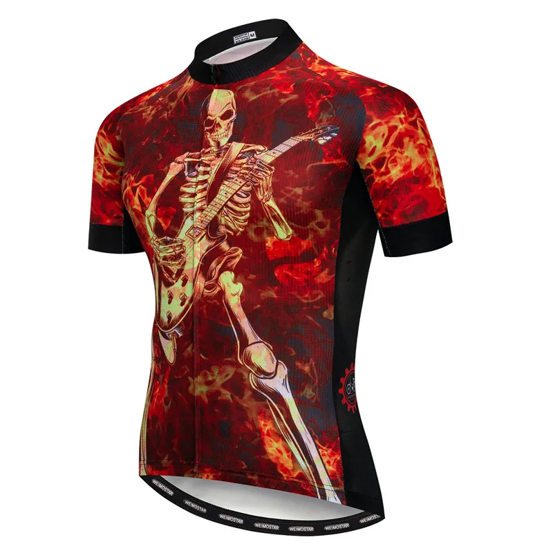 As Picture Weimostar Fire Skull Велоспорт Джерси мужская летняя Дышащая MTB велосипед Джерси рубашка Ropa Ciclismo быстросохнущая гоночная велосипедная одежда - Цвет: As Picture