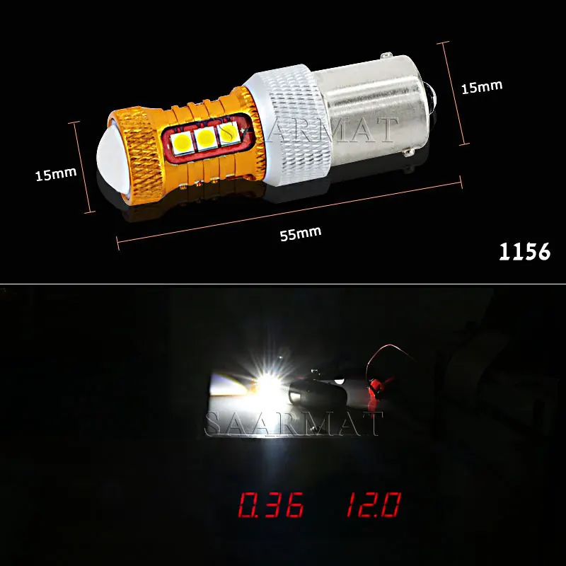 2x светодиодные лампы 1156 BA15S P21W 1200LM Canbus резерсветильник заднего хода DRL лампа