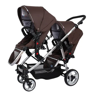 Babyfond, двойная коляска, легкая, усовершенствованная, вторая коляска, коляска, складная, двойная, спереди и сзади, наклонное сиденье - Цвет: gray
