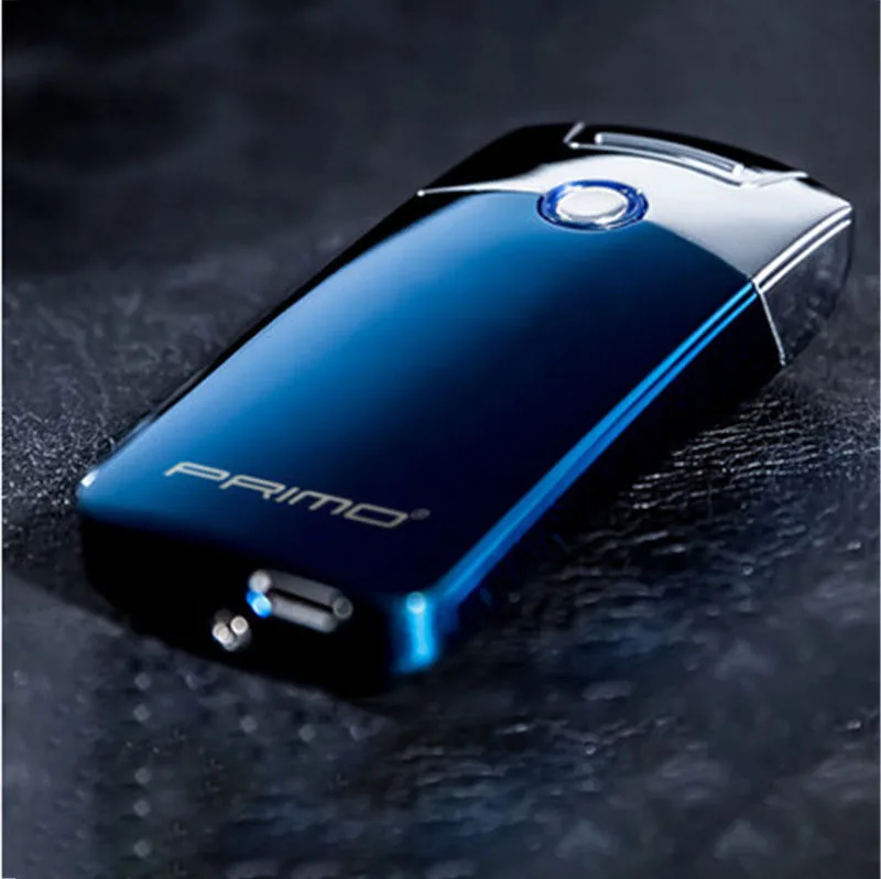 Плазменная Зажигалка Arc Metal USB перезаряжаемая беспламенная перезаряжаемая сенсорная ветрозащитная Электронная зажигалка с датчиком отпечатков пальцев - Цвет: blue
