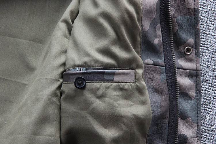 Осенняя Новинка, мужская куртка из натуральной кожи Safari M65, камуфляжная овчина, длинная мотоциклетная одежда, кожаная ветровка, куртка