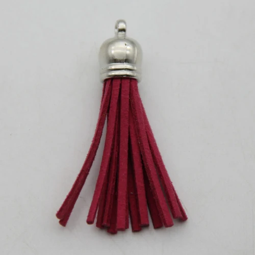 Rose Red as photo 10 шт. 55 мм винтажные серебряные бахрома кожа кисточки для DIY ювелирных изделий серьги аксессуары брелок Мобильный телефон ремни кулон - Цвет: Rose Red as photo