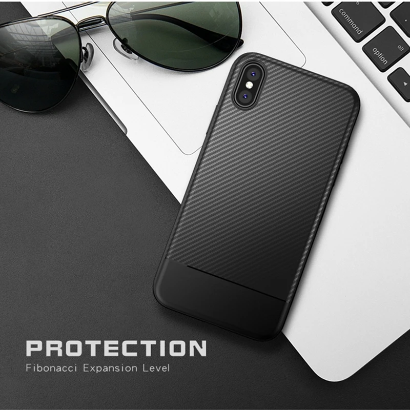 Чехол из углеродного волокна для iphone Xs Max 7 8 Plus 5 5S SE Мягкий Роскошный чехол 6 6s XR X