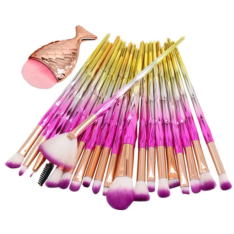 21pcs Pink Gold SinSo набор кистей для макияжа 10-21 шт Профессиональный набор кистей для макияжа единорога основа, румяна, тени для век Контур Макияж Кисти Инструменты - Handle Color: 21pcs Pink Gold