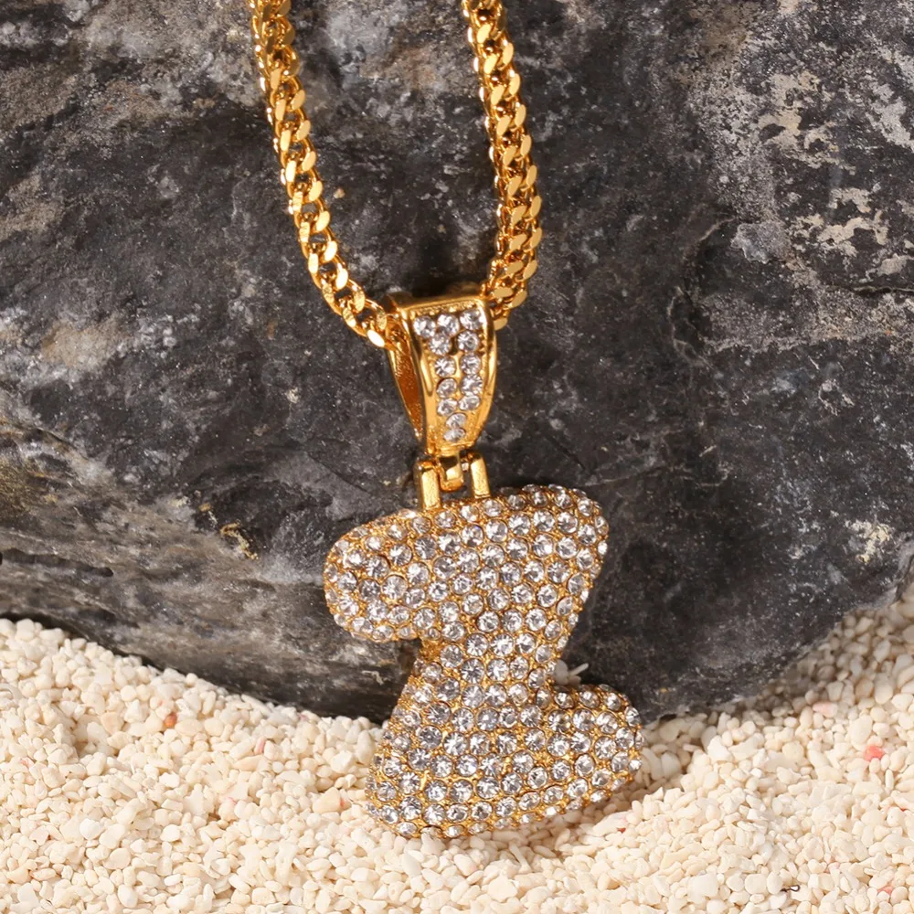 THE BLING KING Small Size Stainless Steel Initial letter Necklace Pendant For Men Women Iced Rhinestones Color | Украшения и