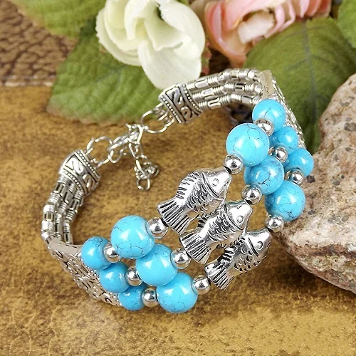 Новинка 1 шт. искусственное ювелирное изделие Тибетский браслет с рыбой