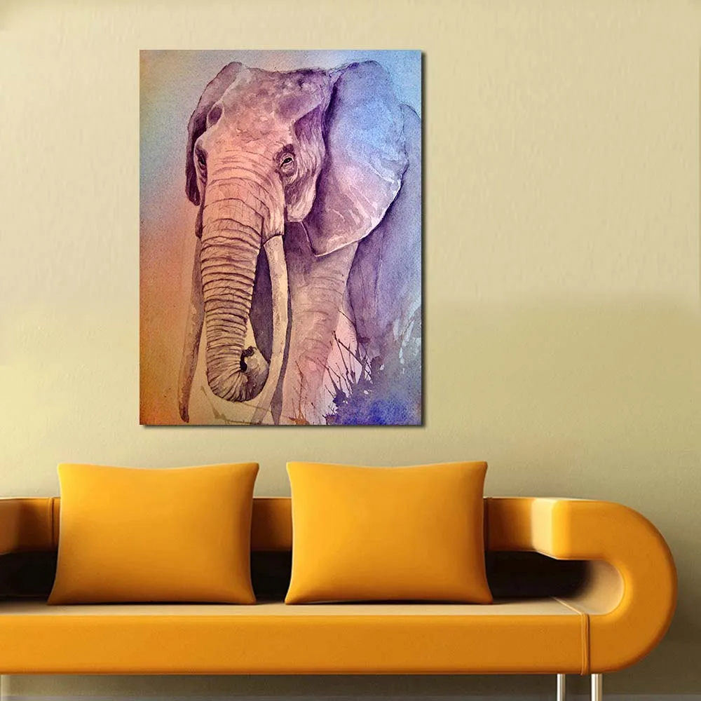 JQHYART длинные носовые Слоны картины на холсте Современные настенные картинки для
