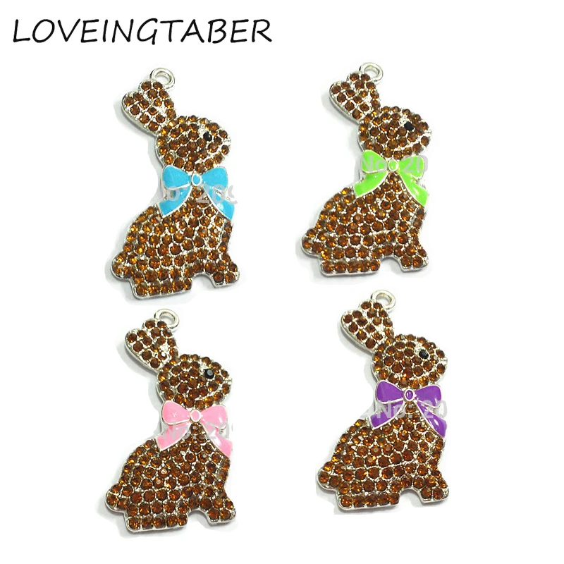 

Wholesale 10pcs/bag Easter Series 2: Chunky Rhinestone/Enamel Cute Rabbit,Chocolate Bunnies,Rabbit With Carrots /Egg Pendants