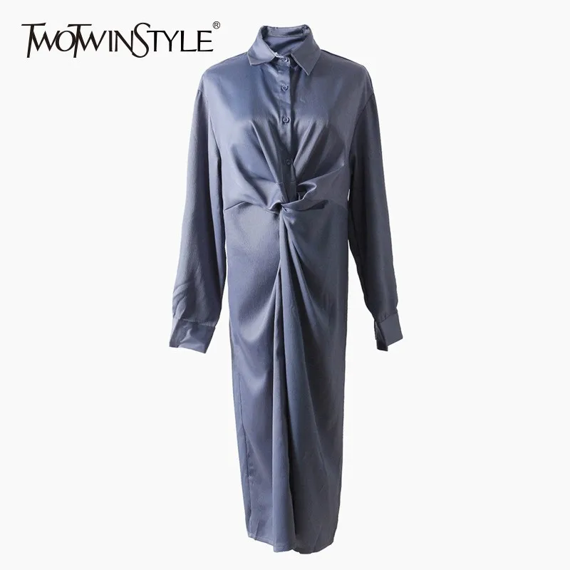 TWOTWINSTYLE атласа карандаш платья женские нагрудные с длинным рукавом Для женщин