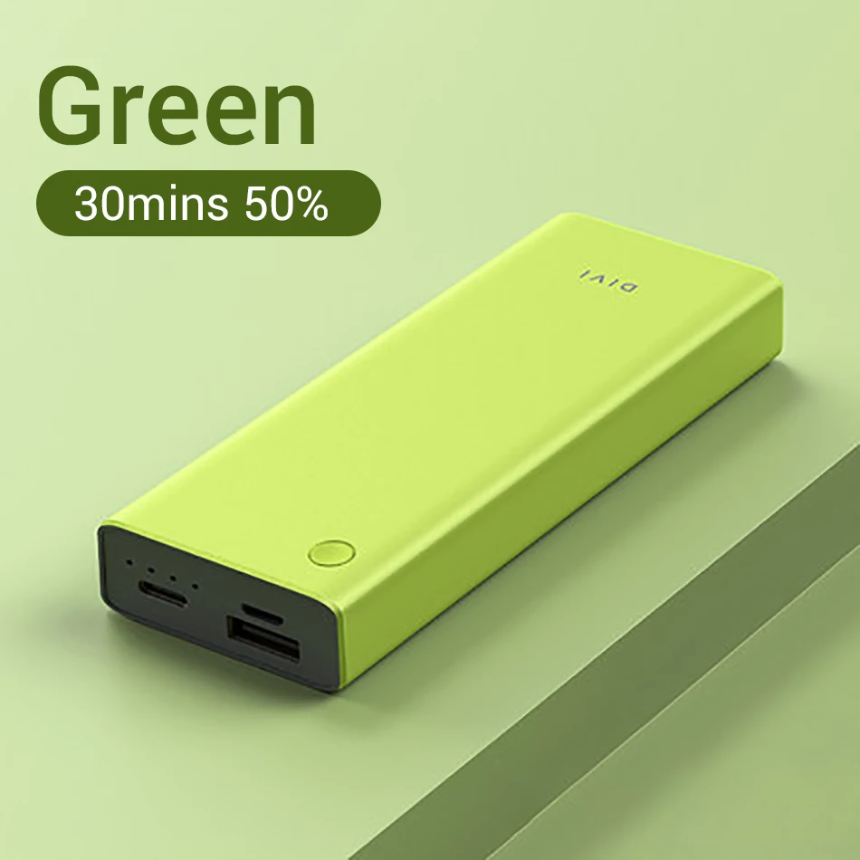 Green DIVI 10000 мАч, мини внешний аккумулятор, портативное зарядное устройство типа C, 3 А, быстрая зарядка для iPhone, Xiaomi Mi 9, внешний аккумулятор, зарядное устройство - Цвет: Green