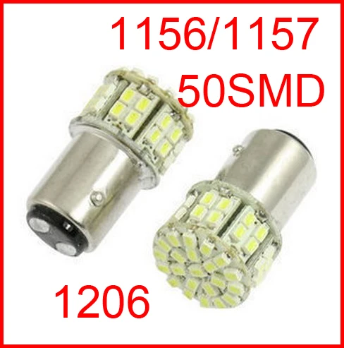 10 шт./лот 1157 2057 T25 3528 50 SMD LED Автомобильный стоп-сигнал задний фонарь Лампа Белая