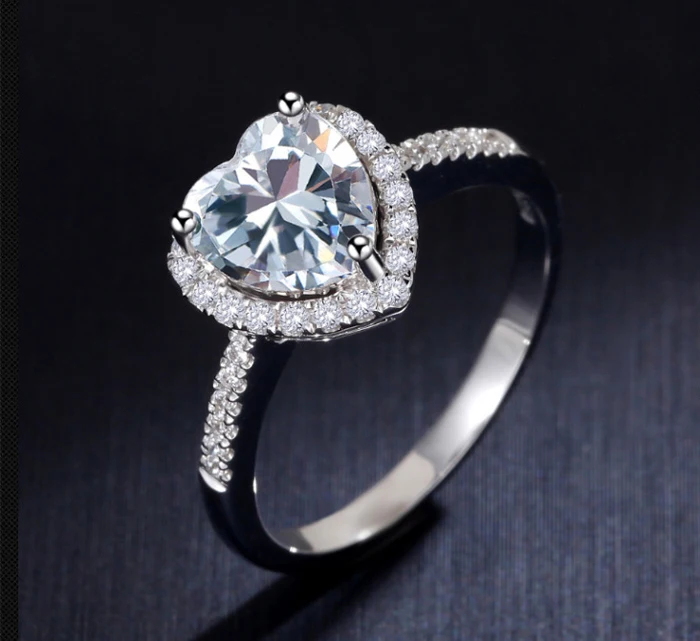 90% Off ! YINHED Romantic Heart CZ Diamant Engagement Ring 925 Sterling Silver Wedding Rings for Women Gift Promise ZR229 |