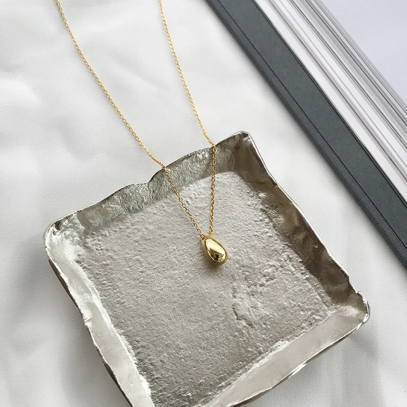 Peri'sBox Gold Color Water Drop Pendant Necklaces for Women 925 Sterling Sliver Tears Link Chain Chokers Necklace For Her Gifts |