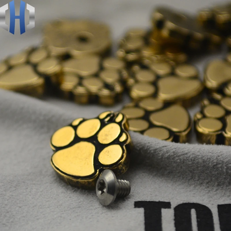 Dog Paw Print нижний огнеупорный инструмент из латуни и стали EDC с зажимом для задней