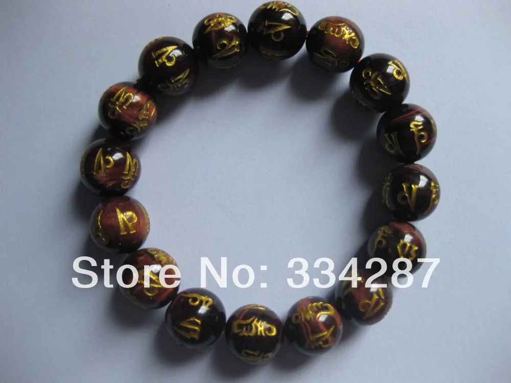 Тибетский бисер 12 мм с гравировкой Будды тибетский персонаж удачи тигровый глаз