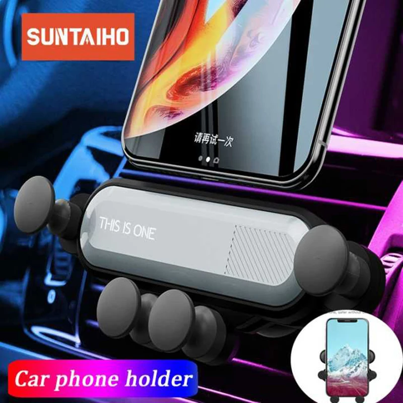 Универсальный автомобильный держатель для телефона Suntaiho для iPhone X XS Max samsung huawei автомобильный держатель вентиляционного отверстия гравитационный держатель для мобильного телефона