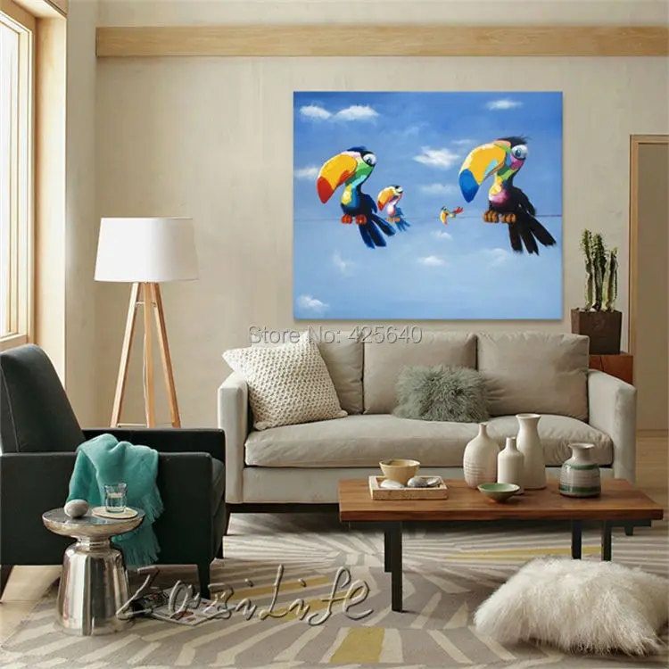 

Pop art Birds on canvas modern abstract oil painting handmade oil painting Animal Pop Art Home Decor Living Room