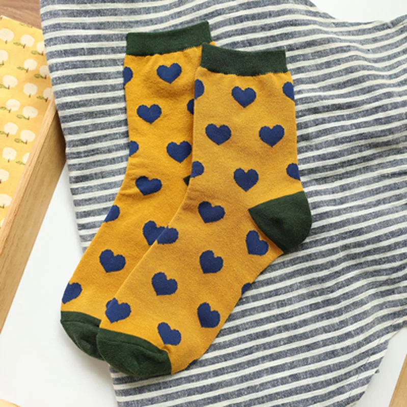 Yellow 4 пары, женские весенне-осенние корейские хлопковые чулки для колледжа, в корейском уличном стиле - Цвет: Yellow