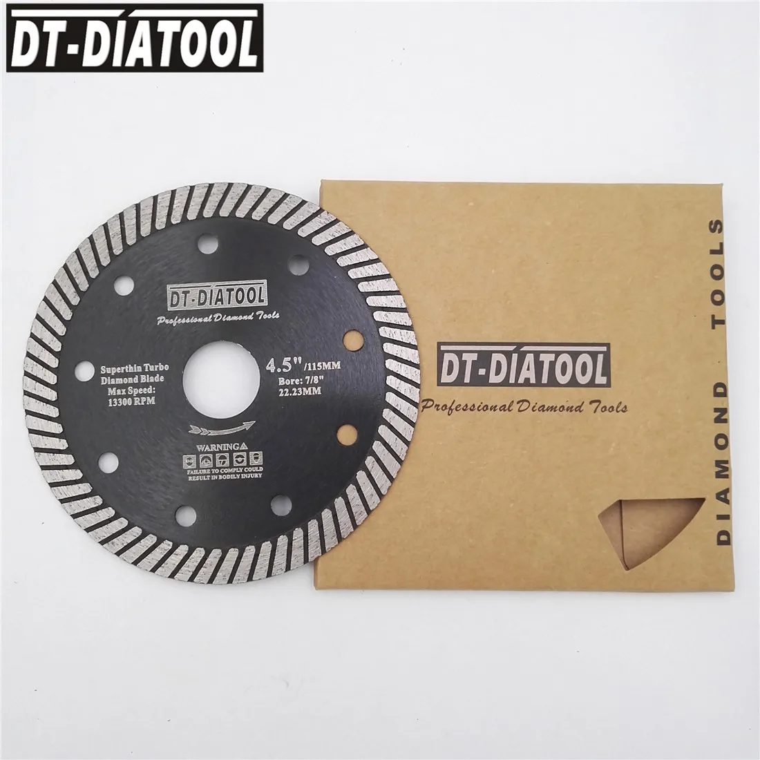 

DT-DIATOOL Diamond Cutting Disc Hot Pressed Super Thin Turbo Wheel Saw Blades bore 22.23mm For Ceramic Tile Dia 115mm/4.5inch