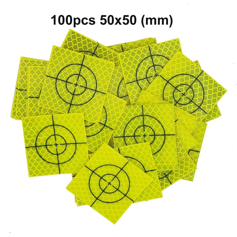 100 шт. флуоресцентный желто зеленый Отражатель Лист 50x50 мм Светоотражающая цель