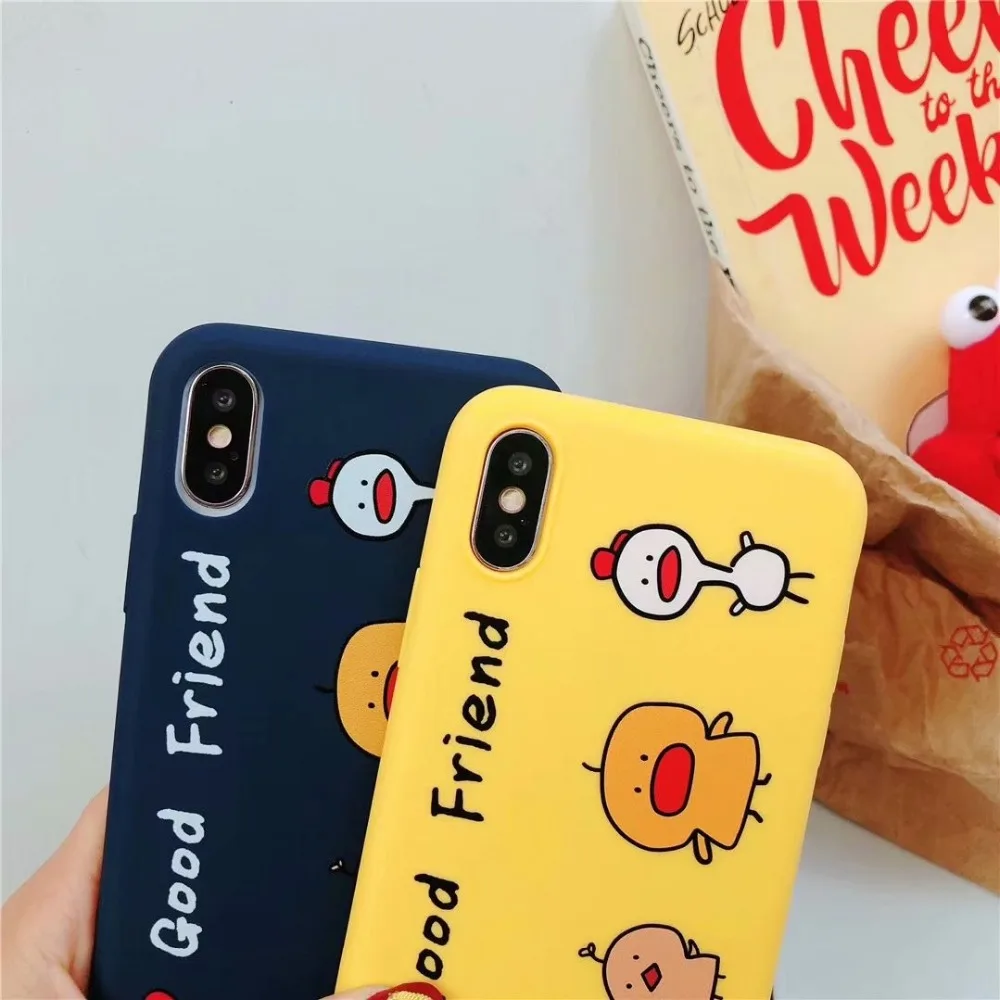 Boucho ТПУ чехол для телефона iPhone X милый мультфильм утенок цыпленок s 8 7 6 6S плюс